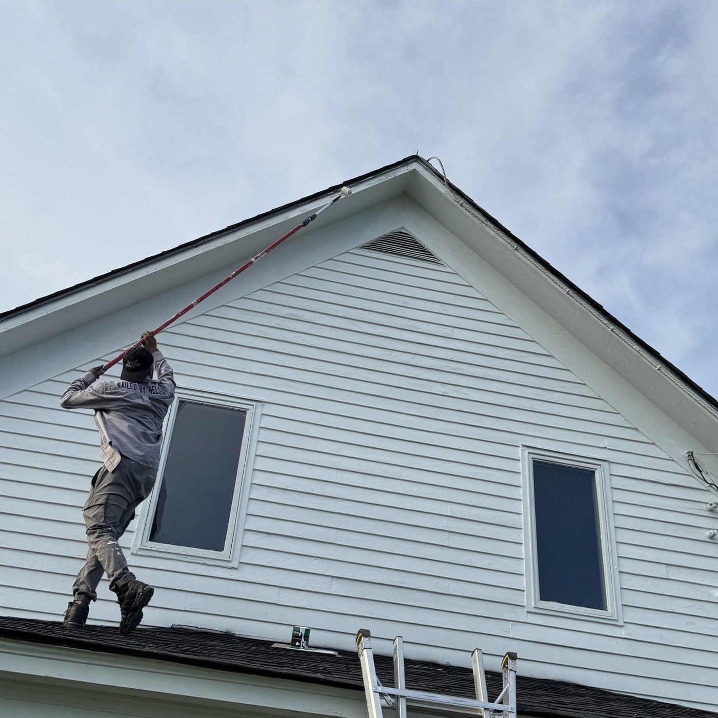 Exterior painting at the gable